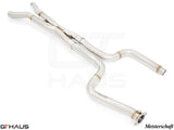 Chevrolet Camaro 2016+ full cat-back X-pipe with LSR mid resonator delete pipes, crafted from high-quality stainless steel.