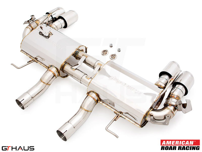 Premium performance exhaust system for 2016+ Chevrolet Camaro SS, featuring stainless steel construction and dual tips.