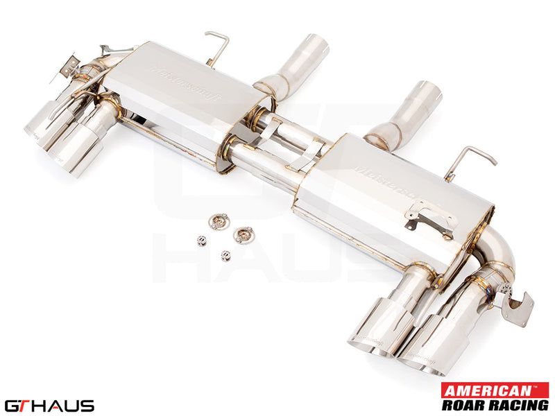 Premium exhaust system for 2017+ Chevrolet Camaro ZL1, featuring stainless steel construction and dual tips for enhanced performance.