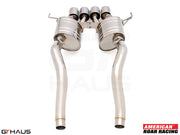 Premium exhaust system for Chevrolet Corvette C7 Stingray V8 coupe and convertible, featuring dual tips and stainless steel construction.