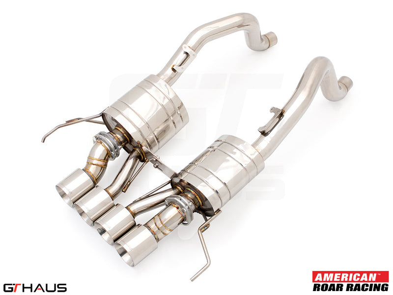 Premium exhaust system for Chevrolet Corvette C7 Stingray V8 coupe and convertible, featuring stainless steel construction and performance design.