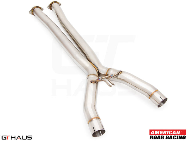 Full cat-back X-pipe for 2014-2019 Chevrolet Corvette C7 Stingray V8, featuring LSR mid resonator delete pipes.