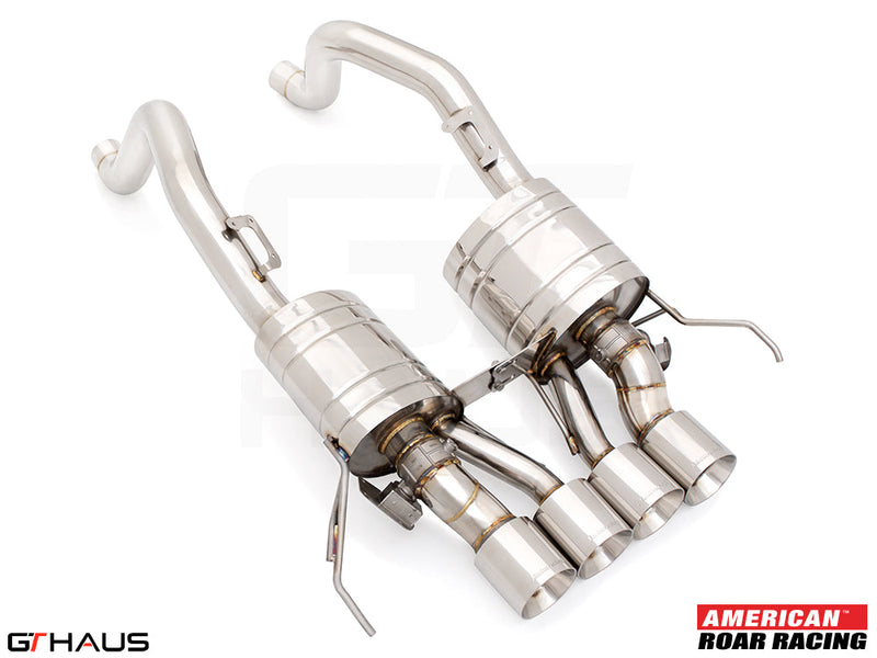Premium exhaust system for 2015-2019 Chevrolet Corvette C7 Z06 V8, featuring stainless steel construction and dual tips.