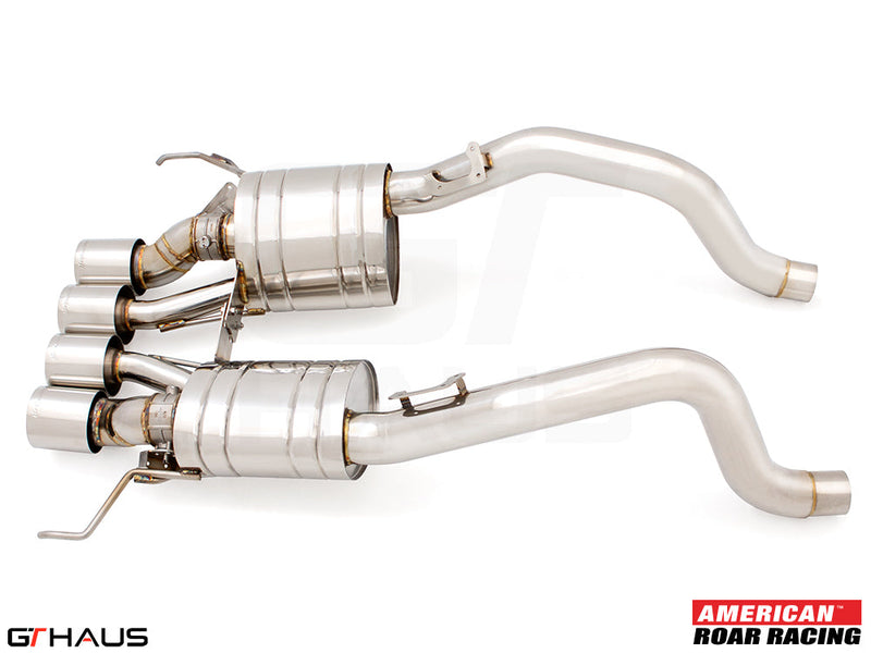 Premium performance exhaust system for 2015-2019 Chevrolet Corvette C7 Z06 V8, featuring stainless steel construction and dual tips.