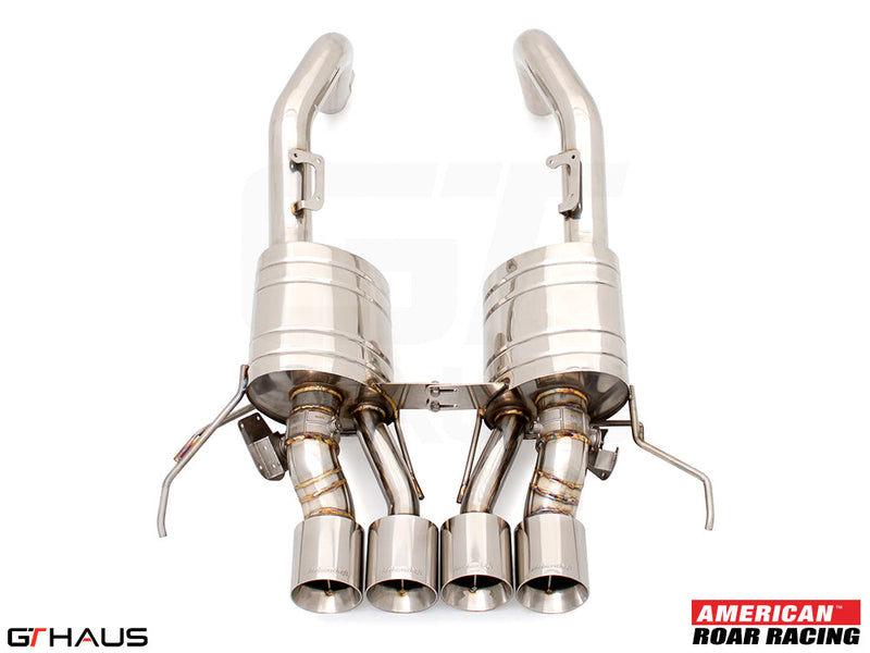 Premium exhaust system for 2015-2019 Chevrolet Corvette C7 Z06 V8, featuring stainless steel construction and quad tips.