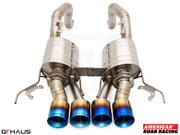Premium exhaust system for 2015-2019 Chevrolet Corvette C7 Z06 V8, featuring stainless steel construction and blue-tipped outlets.