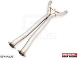 Full cat-back X-pipe for 2019 Chevrolet Corvette C7 ZR1, featuring LSR mid resonator delete pipes in polished stainless steel.