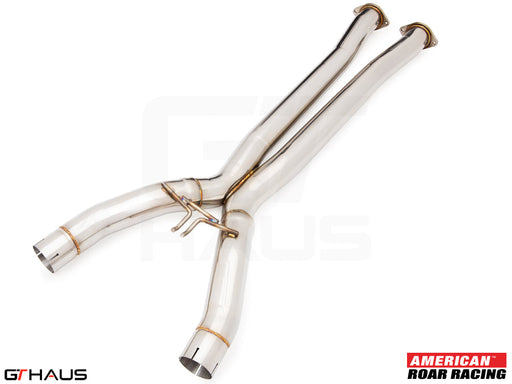 Full cat-back X-pipe for 2019 Chevrolet Corvette C7 ZR1, featuring LSR mid resonator delete pipes for enhanced performance.