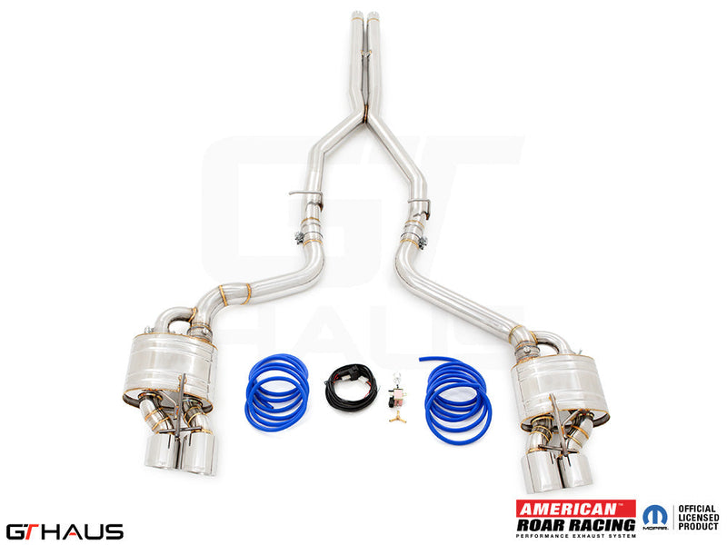 Premium performance exhaust system for Dodge Challenger DEMON/Redeye/Jail Break, featuring stainless steel construction and electronic valve control.