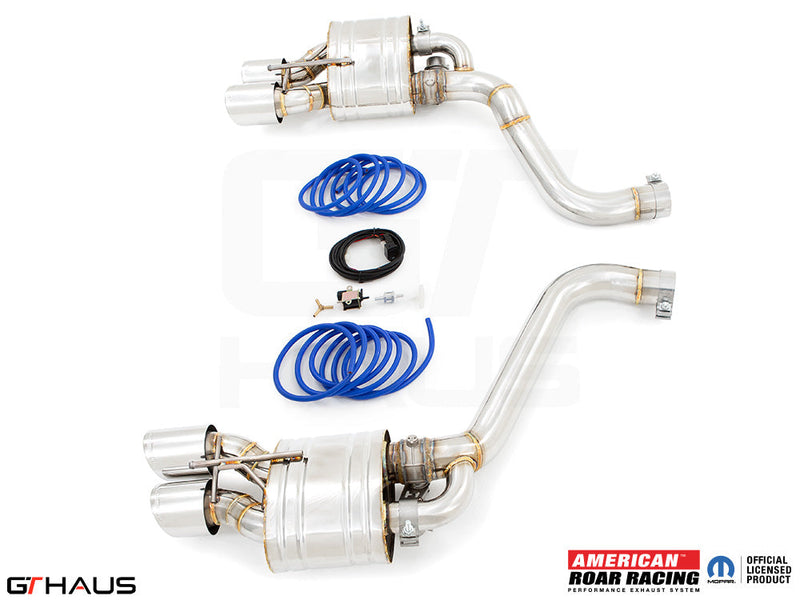 Premium performance exhaust system for Dodge Challenger DEMON, Redeye, and Jail Break models, featuring stainless steel construction.