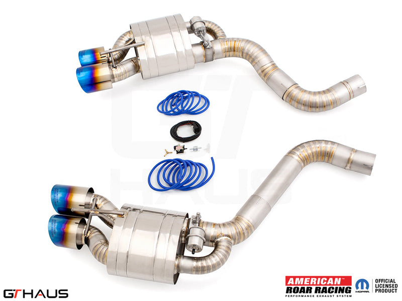 Premium performance exhaust system for Dodge Challenger DEMON, Redeye, and Jail Break models, featuring stainless steel construction.
