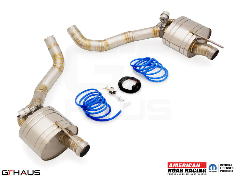Premium exhaust system for Dodge Challenger DEMON/Redeye/Jail Break, featuring stainless steel construction and electronic valves.