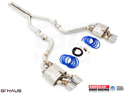 Premium performance exhaust system for Dodge Challenger SRT8, Scat-pack, and Hellcat 707, featuring stainless steel construction.