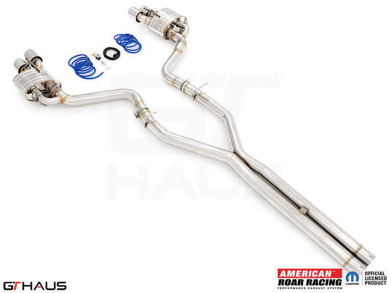 Premium exhaust system for Dodge Challenger SRT8, Scat-pack, and Hellcat 707, featuring stainless steel construction and valve control.