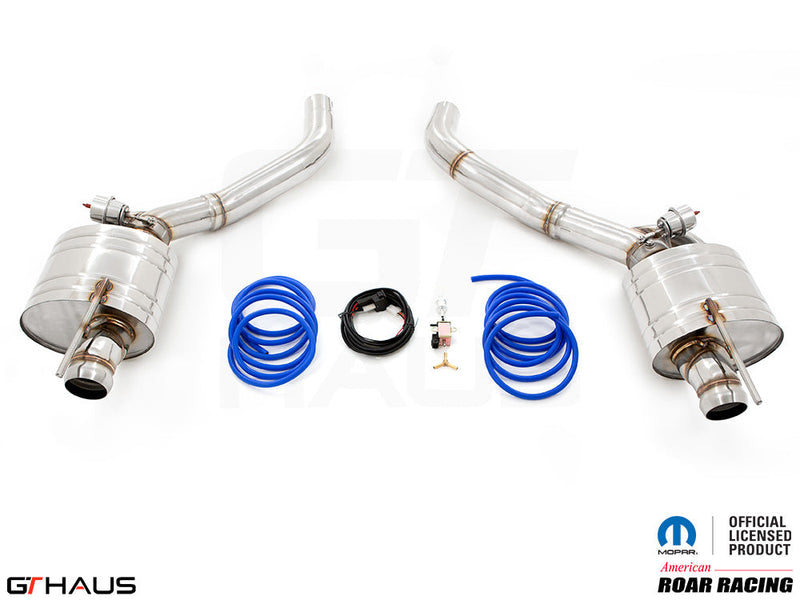 Premium exhaust system for 2015+ Dodge Challenger SRT8, Scat-pack, and Hellcat 707 with electronic valve control.