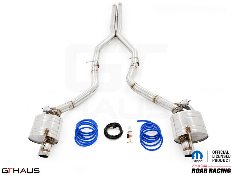 Premium exhaust system for 2015+ Dodge Challenger SRT8, Scat-pack, and Hellcat 707, featuring stainless steel construction.