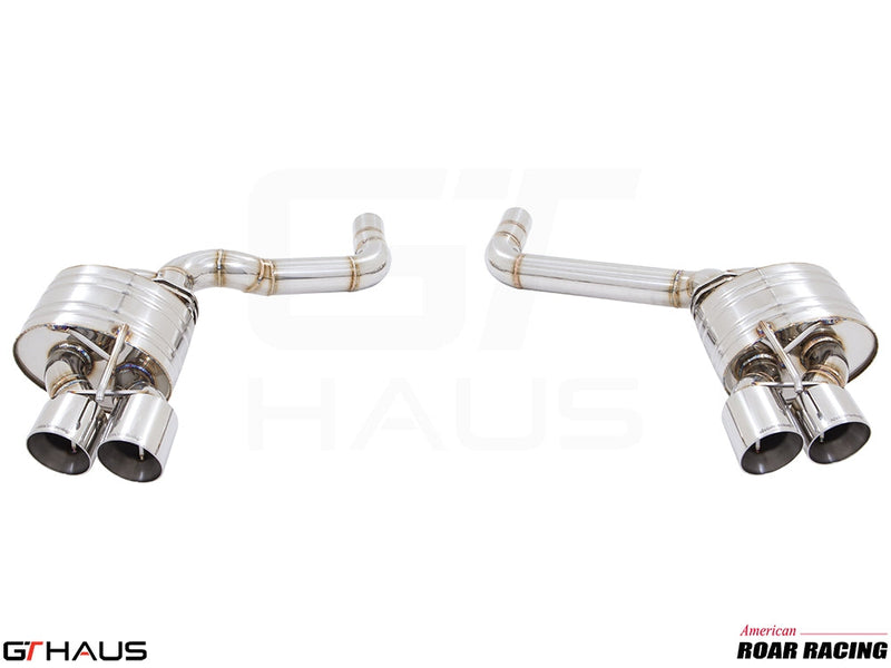 Premium performance exhaust system for Dodge Challenger SRT8, Scat-pack, and Hellcat 707, featuring polished tips.