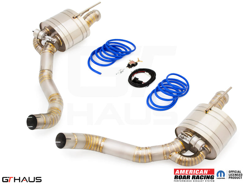 Premium exhaust system for 2015+ Dodge Challenger SRT8, Scat-pack, and Hellcat, featuring stainless steel construction and electronic valve control.