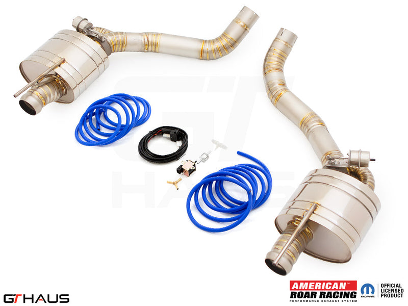 Premium exhaust system for Dodge Challenger SRT8, Scat-pack, and Hellcat 707, featuring stainless steel construction and electronic valve control.
