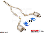 Premium performance exhaust system for Dodge Challenger SRT8, Scat-pack, and Hellcat 707, featuring stainless steel construction.