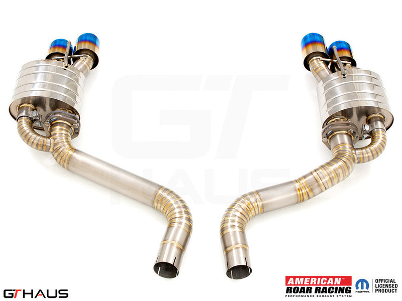 Premium performance exhaust system for Dodge Challenger SRT8, Scat-pack, and Hellcat 707, featuring stainless steel construction.