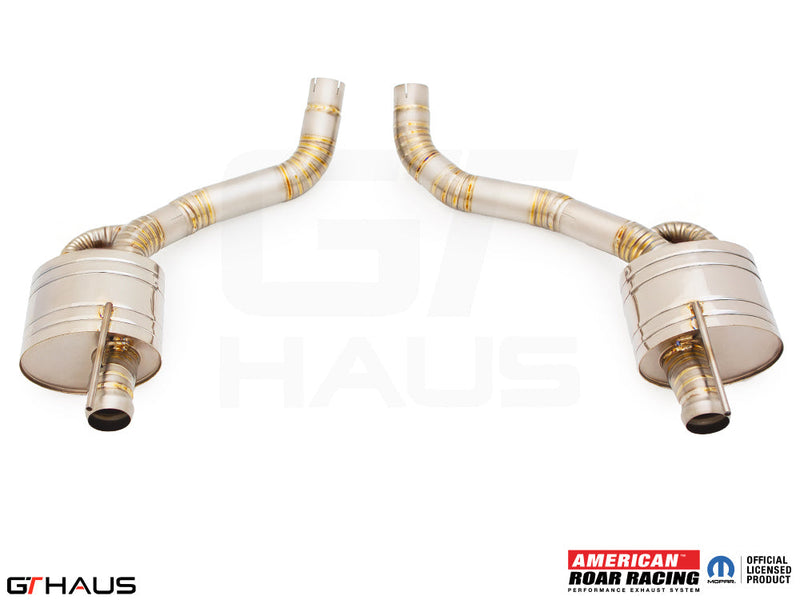 Premium performance exhaust system for Dodge Challenger SRT8, Scat-pack, and Hellcat 707, featuring stainless steel construction.