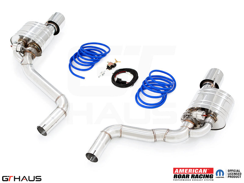 Premium performance exhaust system for Dodge Charger SRT8, Scat-pack, Hellcat 707, and Redeye models, featuring stainless steel construction.