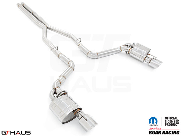 Premium performance exhaust system for Dodge Charger SRT8, Scat-pack, Hellcat 707, and Redeye models, featuring stainless steel construction.
