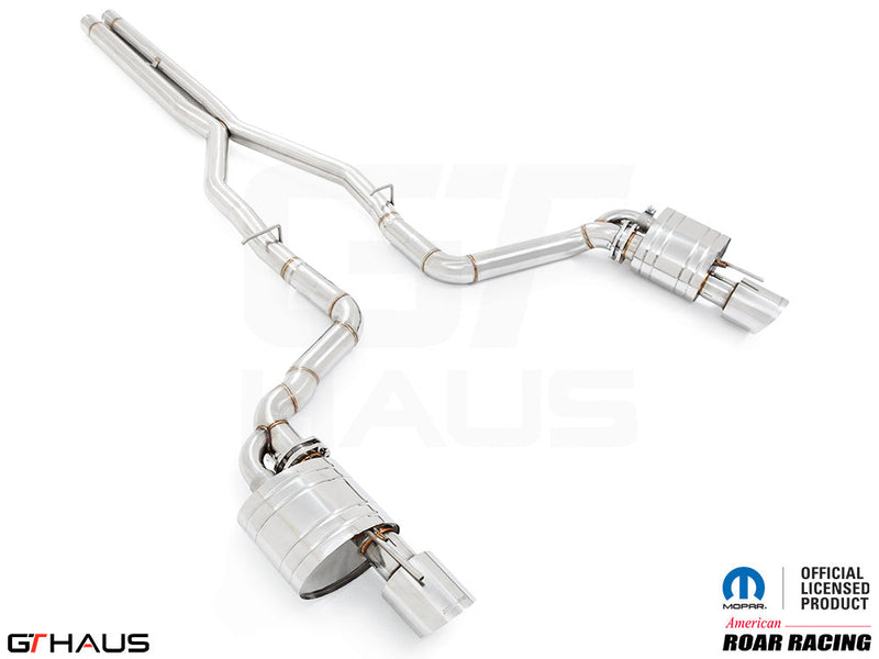 Premium performance exhaust system for Dodge Charger SRT8, Scat-pack, Hellcat 707, and Redeye models, featuring stainless steel construction.