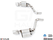 Premium performance exhaust system for Dodge Charger SRT8, Scat-pack, Hellcat 707, and Redeye models, showcasing stainless steel construction.