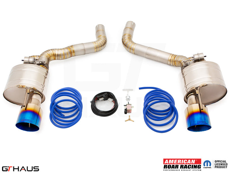 Premium performance exhaust system for Dodge Charger SRT8, Scat-pack, Hellcat 707, and Redeye models, featuring stainless steel construction and electronic valve control.