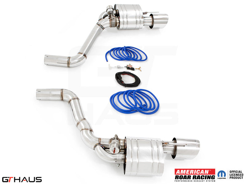 Premium exhaust system for 2006-2010 Dodge Charger SRT8 with 6.1 HEMI V8, featuring stainless steel construction and electronic valve control.