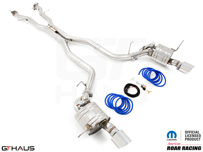 Premium performance exhaust system for 2021+ Dodge Durango Hellcat with 6.2L SC HEMI V8, featuring stainless steel construction.