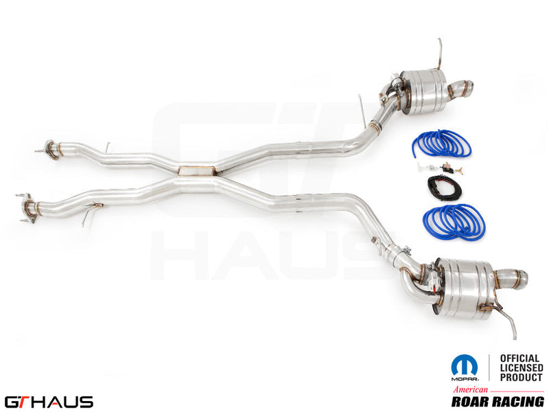 Premium performance exhaust system for 2021+ Dodge Durango Hellcat with 6.2L SC HEMI V8, featuring stainless steel construction.