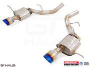 Premium exhaust system for 2021+ Dodge Durango Hellcat featuring stainless steel construction and vibrant tips.