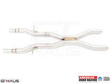 Catback X-Pipe resonator delete section for 2012+ Dodge Durango R/T with 5.7 HEMI V8, featuring polished stainless steel design.