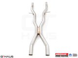 Stainless steel X-pipe resonator delete for 2012+ Dodge Durango R/T with 5.7 HEMI V8, enhancing exhaust performance.
