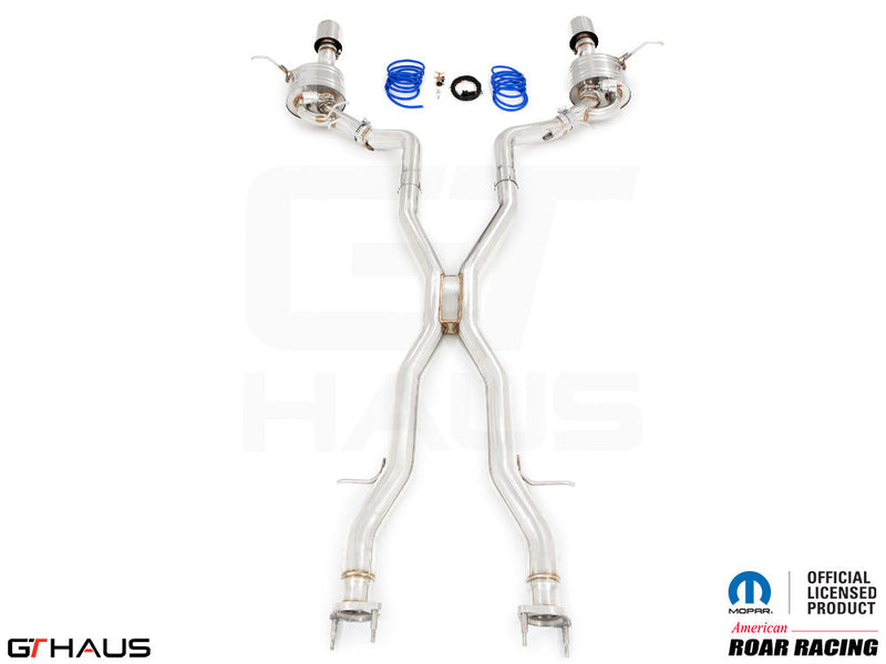Premium performance exhaust system for 2012+ Dodge Durango R/T with 5.7 HEMI V8, featuring stainless steel construction and electronic valve control.