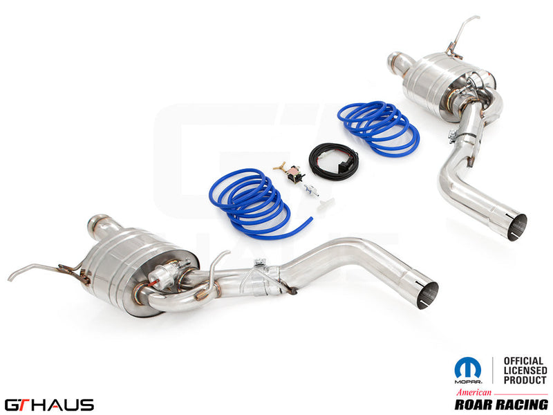 Premium performance exhaust system for 2012+ Dodge Durango R/T with 5.7 HEMI V8, featuring stainless steel construction.
