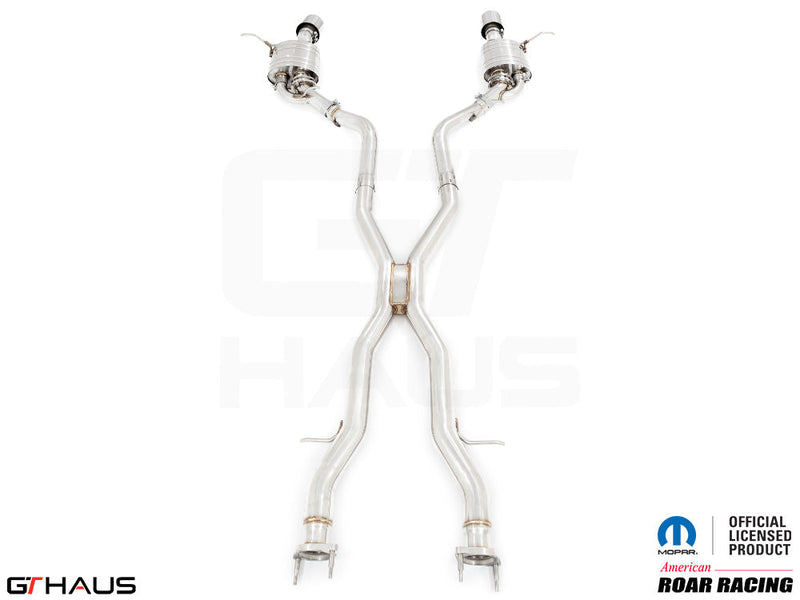 Premium performance exhaust system for 2012+ Dodge Durango R/T with 5.7 HEMI V8, featuring stainless steel construction.