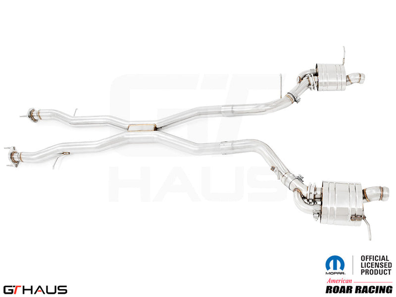 Premium performance exhaust system for 2012+ Dodge Durango R/T with 5.7 HEMI V8, featuring stainless steel construction.
