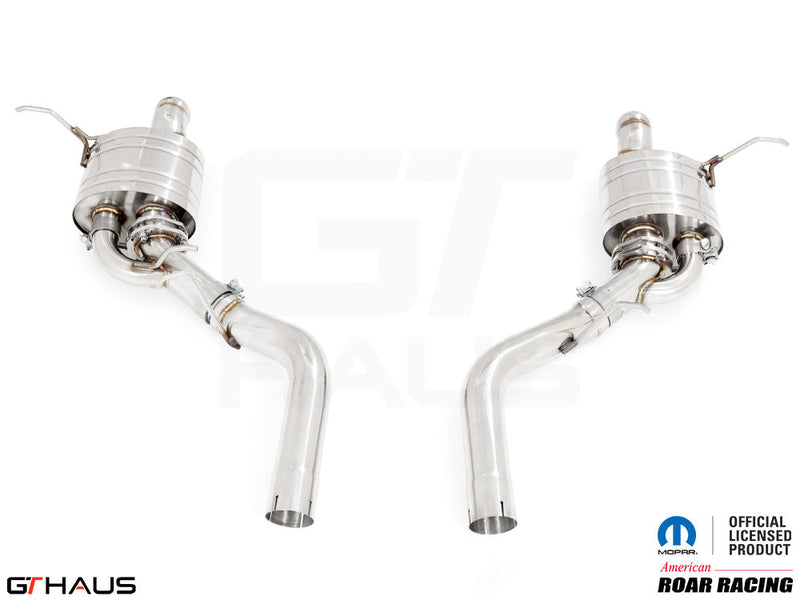 Premium performance exhaust system for 2012+ Dodge Durango R/T with 5.7 HEMI V8, featuring stainless steel construction.