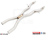 Stainless steel X-pipe resonator delete section for 2017+ Dodge Durango SRT8 with 6.4 HEMI V8, enhancing exhaust performance.