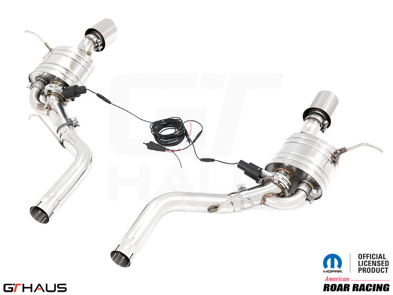 Premium performance exhaust system for 2017+ Dodge Durango SRT8 with 6.4 HEMI V8, featuring electronic valve control.