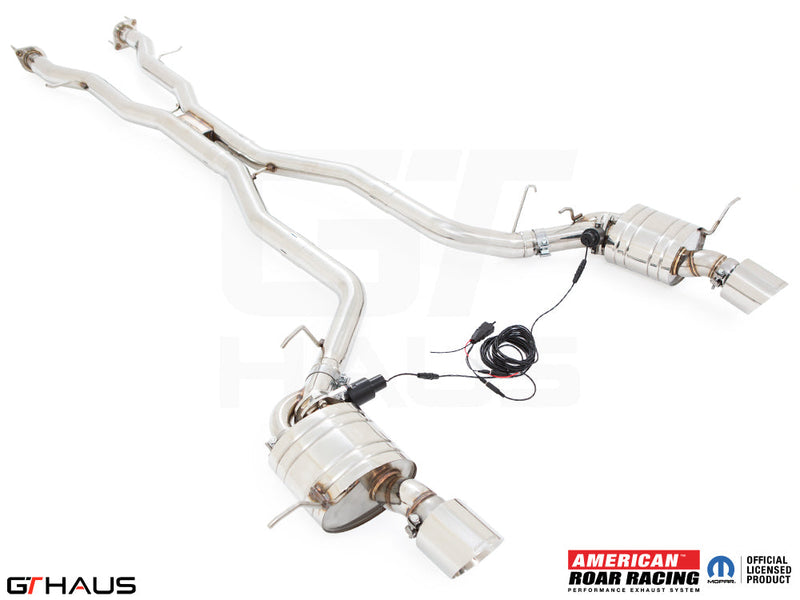 Premium performance exhaust system for 2017+ Dodge Durango SRT8 with 6.4 HEMI V8, featuring stainless steel construction.