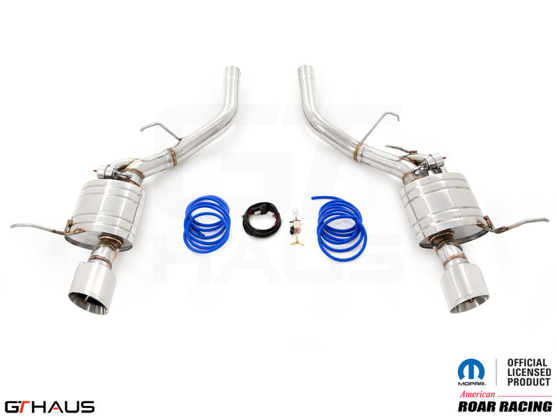 Premium exhaust system for 2017+ Dodge Durango SRT8 with 6.4 HEMI V8, featuring stainless steel construction and performance components.