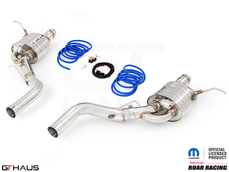 Premium performance exhaust system for 2017+ Dodge Durango SRT8 with 6.4 HEMI V8, featuring stainless steel construction.