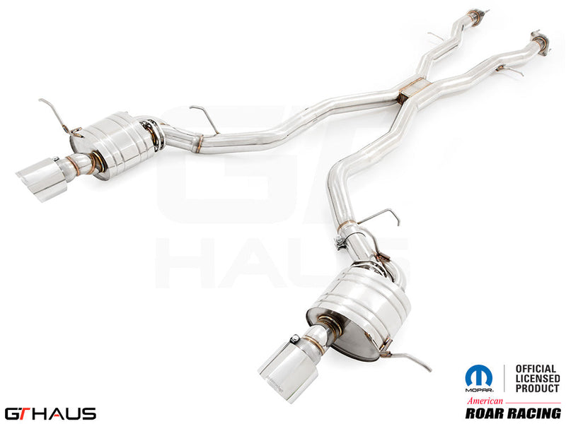 Premium exhaust system for 2017+ Dodge Durango SRT8 with 6.4 HEMI V8, featuring stainless steel construction and performance design.