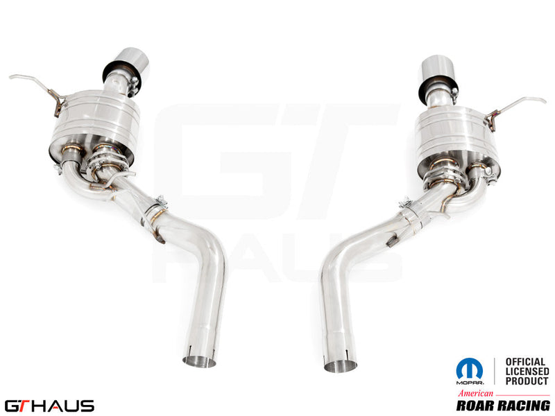 Premium performance exhaust system for 2017+ Dodge Durango SRT8 with 6.4 HEMI V8, featuring stainless steel construction.