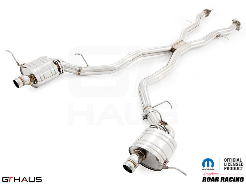 Premium performance exhaust system for 2017+ Dodge Durango SRT8 with 6.4 HEMI V8, featuring stainless steel construction.